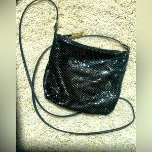 Whiting & Davis Classic Black Metal Mesh Alumesh Small Crossbody Evening Bag 80s